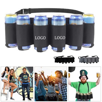 6-Pack Beer Belt Waist Drink Holder Oxford Fabric Beverage Holster