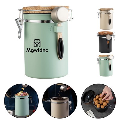 1.8L Stainless Steel Coffee Bean Storage Canister with Date Tracker