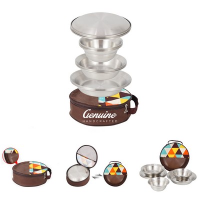 Camping 16 Pcs Stainless Steel Bowl with Plate Set