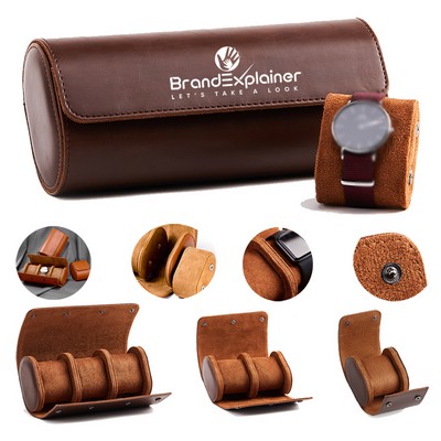 Luxury Leather Watch Roll Organizer Box