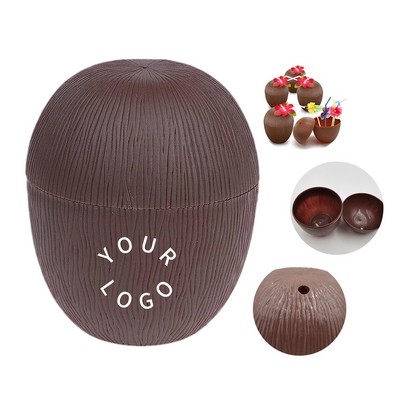 Plastic Coconut Cup 16 Oz With Decorative Flower Straw