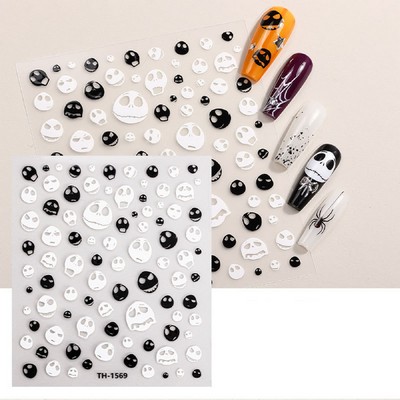 Skull Decal Halloween Theme Sticker Nail Art Decals Self-Adhesive Fingertip Art Sticker