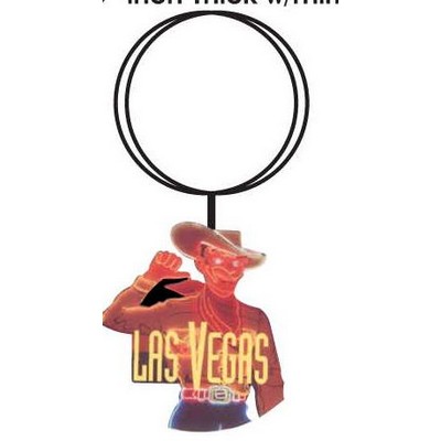 Vegas Vic Neon Cowboy Key Chain w/Clear Mirrored Back (3 Square Inch)