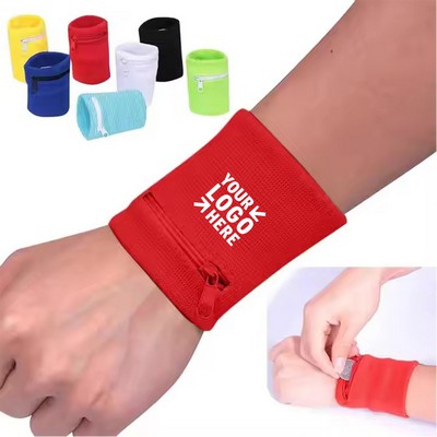 Sports Wristband with Zipper Pocket
