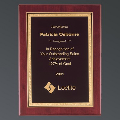 Rosewood Piano Finish Rectangle, Black Brass, Filled Gold Florentine, Small (7"x9")