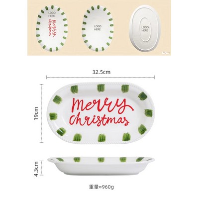 Creative Cute Cartoon Christmas Ceramic Plate Hand-Painted Plates