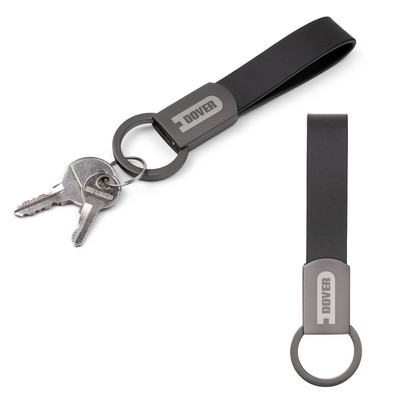Axis Gunmetal Leather Keyring