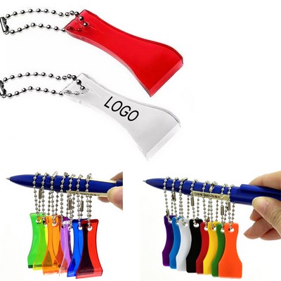 Clear Plastic Lottery Scratcher Keychain W/ Bead Chain