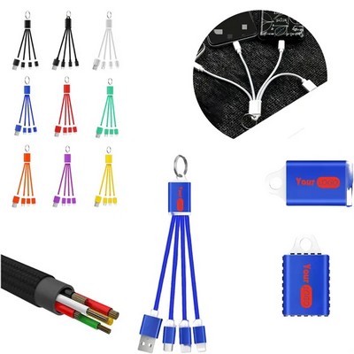 Three-in-one Multifunctional Charging Cable Keychain (Ocean)