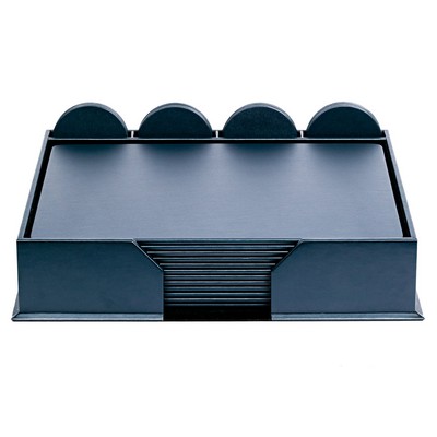 12 Seat Navy Blue Leather Conference Room Set w/ Round Coasters