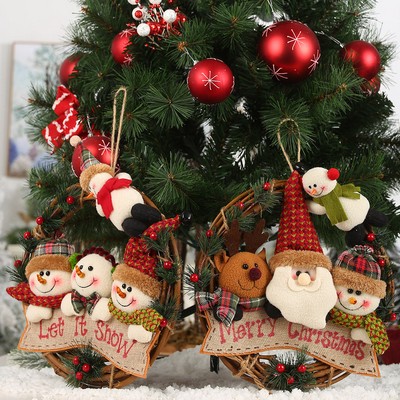 Christmas Wreath Ornament Santa Snowman Reindeer Decor