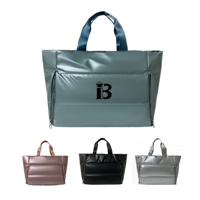 Women Large Quilted Puffer Tote Bag