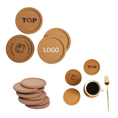 Round Cork Coasters - Absorbent Heat-Resistant Non-Slip Pads