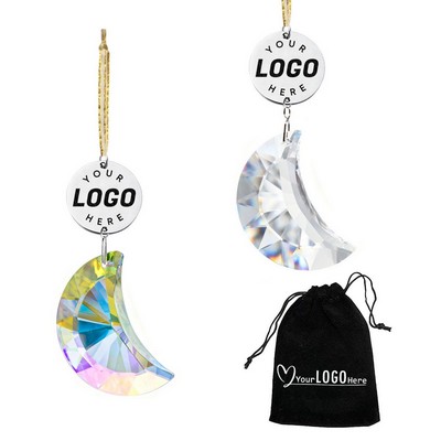 Moon Shaped Crystal Hanging Suncatcher Christmas Ornaments