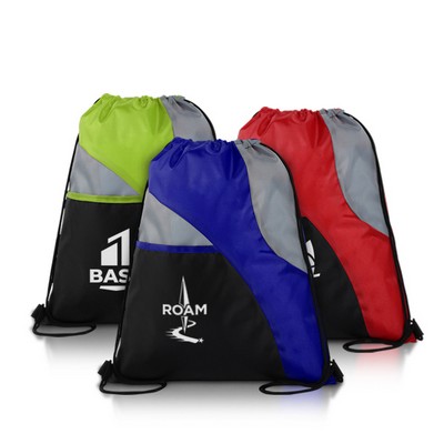 Tri-Color Drawstring Backpack with Front Pocket