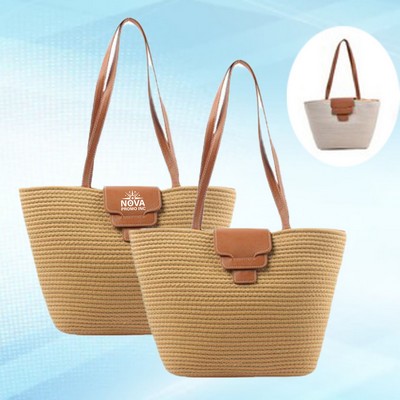 Straw Woven Beach Tote Handbag