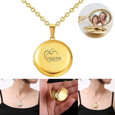 Round Stainless Locket Necklace