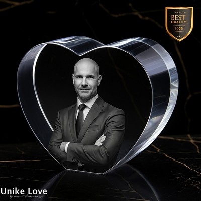 Corporate Gift 3D Laser Heart Photo Crystal – Appreciation Keepsake
