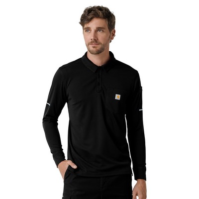 Carhartt Scrubs - Men's Three-Pocket Heavyweight Long Sleeve Polo Scrub Top