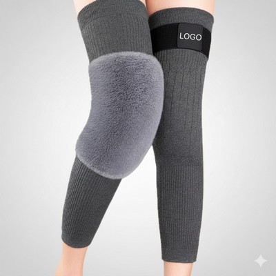 Winter Fleece Knee Warmers Thickened Thermal Leg Sleeves Extended Joint Protection Pads