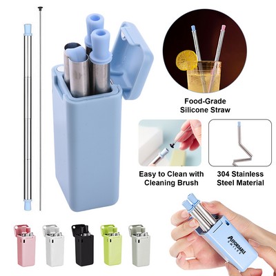 Foldable Stainless Straw w/ Travel Case & Brush