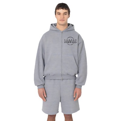 Tri-Blend Fleece Double Pull Unisex Zip Hoodie