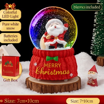 2.76x3.94" Glass Snow Globe Music Box Rotating Santa Decor