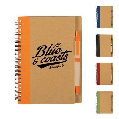 Recycled Hardcover Spiral Notebook with Matching Pen