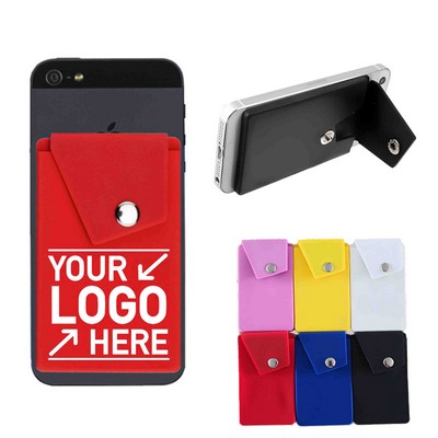 Phone Wallet Stick-On Stand with Button Pocket