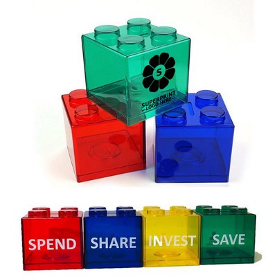 Transparent Stackable Block Piggy Bank