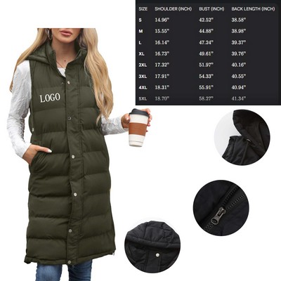 Sleeveless Cotton Hooded Women's Vest (S-5XL)