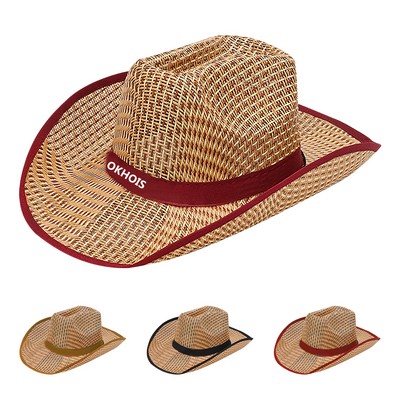 Straw Cowboy Hat With Customizable Band