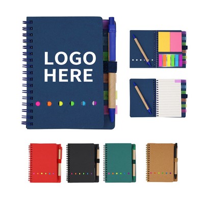 Coiled Kraft Pocket Notebook with Pen