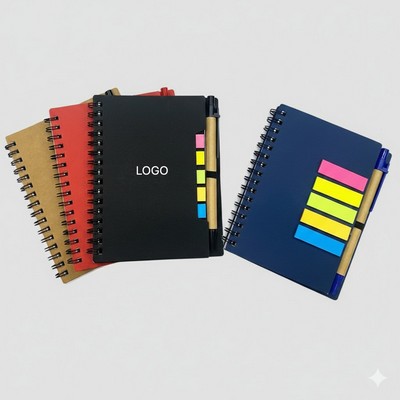 Portable Coil Kraft Paper Loose-Leaf Notebook Planner Combination Tear-Off Memo Sticky Note Pad