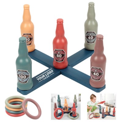 Wooden Ring Toss Bottle Game Set