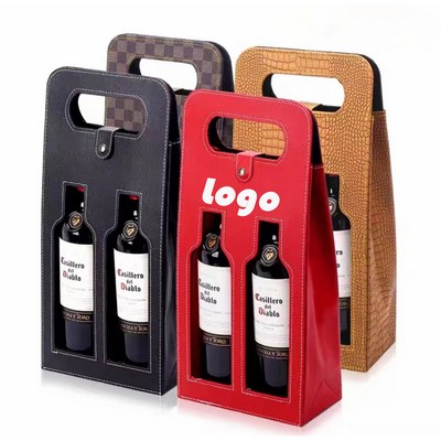 Double-Bottle Synthetic Leather Wine Tote