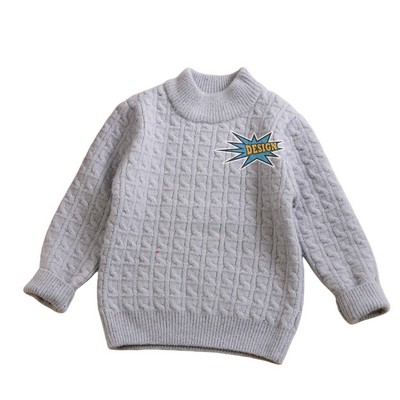 Custom Emblem Speckled Yarn Kids Turtleneck Sweater
