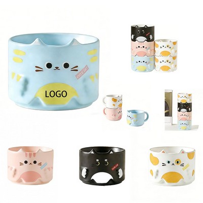Ceramic Cartoon Cat Stacking Mug