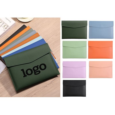A4 Custom Waterproof Thickened PU Snap Button Document Bag W/ Snap Button