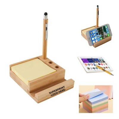 Bamboo Desk Organizer with Sticky Notes