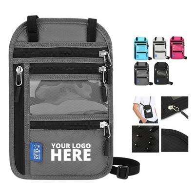 RFID Blocking Neck Hanging Passport Wallet for Travel
