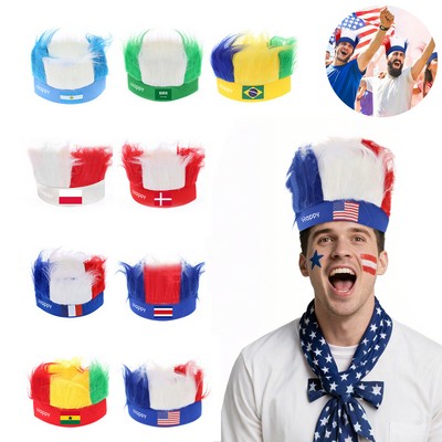 Football Fans Hairy Hat Crazy Fun Wig Cap Hip Pop