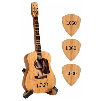 Wooden Guitar Pick Box with Stand