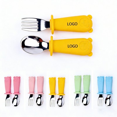 Silicone Stainless Steel Spoon Fork