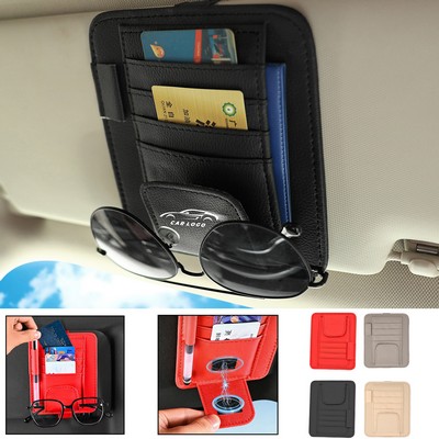 Sunglasses Holder For PU Leather Car Visor Clip