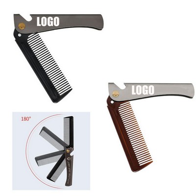 6" Folding Stainless Steel Handle Plastic Dense Teeth Comb W/ Bottle Opener