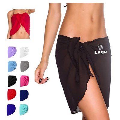 Summer Top Bra Chiffon Cover Up Bikini Wrap Skirt