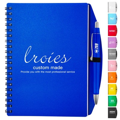 Wave Spiral Notebook With Pen