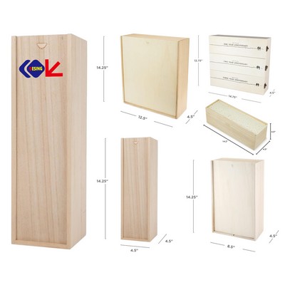 Wooden Box with Lid for Wine Storage