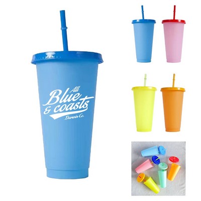 24oz Color Changing Plastic Cup with Lid